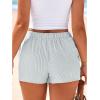 image:imageBTFBM Striped Boxer Shorts for Women 2026 Spring Summer Y2k Vacation Beach Bottoms Lounge Sleep Pajama PJ Pants ClothesGrey Blue