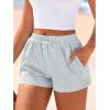 image:imageBTFBM Striped Boxer Shorts for Women 2026 Spring Summer Y2k Vacation Beach Bottoms Lounge Sleep Pajama PJ Pants ClothesGrey Blue