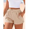 image:imageBTFBM Striped Boxer Shorts for Women 2026 Spring Summer Y2k Vacation Beach Bottoms Lounge Sleep Pajama PJ Pants ClothesKhaki White