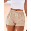 image:imageBTFBM Striped Boxer Shorts for Women 2026 Spring Summer Y2k Vacation Beach Bottoms Lounge Sleep Pajama PJ Pants ClothesKhaki White