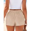 image:imageBTFBM Striped Boxer Shorts for Women 2026 Spring Summer Y2k Vacation Beach Bottoms Lounge Sleep Pajama PJ Pants ClothesKhaki White