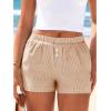 image:imageBTFBM Striped Boxer Shorts for Women 2026 Spring Summer Y2k Vacation Beach Bottoms Lounge Sleep Pajama PJ Pants ClothesKhaki White