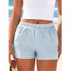 image:imageBTFBM Striped Boxer Shorts for Women 2026 Spring Summer Y2k Vacation Beach Bottoms Lounge Sleep Pajama PJ Pants ClothesLight Blue