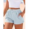 image:imageBTFBM Striped Boxer Shorts for Women 2026 Spring Summer Y2k Vacation Beach Bottoms Lounge Sleep Pajama PJ Pants ClothesLight Blue