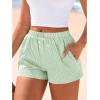 image:imageBTFBM Striped Boxer Shorts for Women 2026 Spring Summer Y2k Vacation Beach Bottoms Lounge Sleep Pajama PJ Pants ClothesLight Green