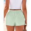 image:imageBTFBM Striped Boxer Shorts for Women 2026 Spring Summer Y2k Vacation Beach Bottoms Lounge Sleep Pajama PJ Pants ClothesLight Green