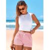 image:imageBTFBM Striped Boxer Shorts for Women 2026 Spring Summer Y2k Vacation Beach Bottoms Lounge Sleep Pajama PJ Pants ClothesPink White