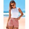 image:imageBTFBM Striped Boxer Shorts for Women 2026 Spring Summer Y2k Vacation Beach Bottoms Lounge Sleep Pajama PJ Pants ClothesRed White