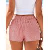 image:imageBTFBM Striped Boxer Shorts for Women 2026 Spring Summer Y2k Vacation Beach Bottoms Lounge Sleep Pajama PJ Pants ClothesRed White