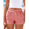 image:imageBTFBM Striped Boxer Shorts for Women 2026 Spring Summer Y2k Vacation Beach Bottoms Lounge Sleep Pajama PJ Pants ClothesRed White