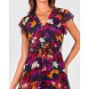 image:imageBTFBM Women Summer Bohemian Floral Casual Wrap V Neck Ruffle Cap Sleeveless Belt ALine Pleated Hem Midi Sun Dress WhiteBlue Orange Flower