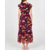 image:imageBTFBM Women Summer Bohemian Floral Casual Wrap V Neck Ruffle Cap Sleeveless Belt ALine Pleated Hem Midi Sun Dress WhiteBlue Orange Flower