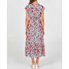 image:imageBTFBM Women Summer Bohemian Floral Casual Wrap V Neck Ruffle Cap Sleeveless Belt ALine Pleated Hem Midi Sun Dress WhiteBlue Red Flower