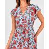 image:imageBTFBM Women Summer Bohemian Floral Casual Wrap V Neck Ruffle Cap Sleeveless Belt ALine Pleated Hem Midi Sun Dress WhiteBlue Red Flower