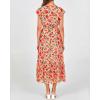 image:imageBTFBM Women Summer Bohemian Floral Casual Wrap V Neck Ruffle Cap Sleeveless Belt ALine Pleated Hem Midi Sun Dress WhiteFloral Orange Pink Red