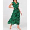 image:imageBTFBM Women Summer Bohemian Floral Casual Wrap V Neck Ruffle Cap Sleeveless Belt ALine Pleated Hem Midi Sun Dress WhiteGreen Big Floral