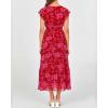 image:imageBTFBM Women Summer Bohemian Floral Casual Wrap V Neck Ruffle Cap Sleeveless Belt ALine Pleated Hem Midi Sun Dress WhiteRed Big Floral