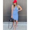 image:imageBTFBM Women Summer Dresses 2026 Sleeveless Tank Ruched Bodycon Sundresses for Women Party Beach Mini Casual Spring DressAiry Blue