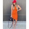 image:imageBTFBM Women Summer Dresses 2026 Sleeveless Tank Ruched Bodycon Sundresses for Women Party Beach Mini Casual Spring DressBright Orange