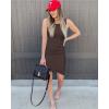 image:imageBTFBM Women Summer Dresses 2026 Sleeveless Tank Ruched Bodycon Sundresses for Women Party Beach Mini Casual Spring DressCoffee