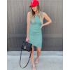 image:imageBTFBM Women Summer Dresses 2026 Sleeveless Tank Ruched Bodycon Sundresses for Women Party Beach Mini Casual Spring DressGreen