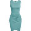 image:imageBTFBM Women Summer Dresses 2026 Sleeveless Tank Ruched Bodycon Sundresses for Women Party Beach Mini Casual Spring DressLake Blue
