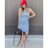 image:imageBTFBM Women Summer Dresses 2026 Sleeveless Tank Ruched Bodycon Sundresses for Women Party Beach Mini Casual Spring DressLight Blue