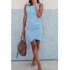 image:imageBTFBM Women Summer Dresses 2026 Sleeveless Tank Ruched Bodycon Sundresses for Women Party Beach Mini Casual Spring DressLight Blue