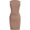 image:imageBTFBM Women Summer Dresses 2026 Sleeveless Tank Ruched Bodycon Sundresses for Women Party Beach Mini Casual Spring DressLight Brown
