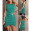 image:imageBTFBM Women Summer Dresses 2026 Sleeveless Tank Ruched Bodycon Sundresses for Women Party Beach Mini Casual Spring DressLight Green