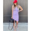 image:imageBTFBM Women Summer Dresses 2026 Sleeveless Tank Ruched Bodycon Sundresses for Women Party Beach Mini Casual Spring DressLight Purple