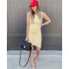 image:imageBTFBM Women Summer Dresses 2026 Sleeveless Tank Ruched Bodycon Sundresses for Women Party Beach Mini Casual Spring DressLight Yellow