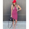 image:imageBTFBM Women Summer Dresses 2026 Sleeveless Tank Ruched Bodycon Sundresses for Women Party Beach Mini Casual Spring DressPurple Red