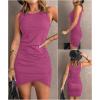 image:imageBTFBM Women Summer Dresses 2026 Sleeveless Tank Ruched Bodycon Sundresses for Women Party Beach Mini Casual Spring DressPurple Red