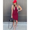 image:imageBTFBM Women Summer Dresses 2026 Sleeveless Tank Ruched Bodycon Sundresses for Women Party Beach Mini Casual Spring DressWine Red