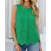 image:imageBTFBM Womens Tank Tops 2026 Summer Casual Sleeveless Button Down Shirts Embroidered Eyelet Blouse Beach Vacation ClothesGreen
