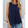 image:imageBTFBM Womens Tank Tops 2026 Summer Casual Sleeveless Button Down Shirts Embroidered Eyelet Blouse Beach Vacation ClothesNavy