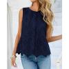 image:imageBTFBM Womens Tank Tops 2026 Summer Casual Sleeveless Button Down Shirts Embroidered Eyelet Blouse Beach Vacation ClothesNavy