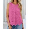 image:imageBTFBM Womens Tank Tops 2026 Summer Casual Sleeveless Button Down Shirts Embroidered Eyelet Blouse Beach Vacation ClothesRose Pink