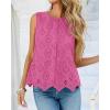 image:imageBTFBM Womens Tank Tops 2026 Summer Casual Sleeveless Button Down Shirts Embroidered Eyelet Blouse Beach Vacation ClothesRose Pink