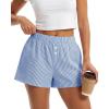 image:imageBTFBM Striped Boxer Shorts for Women 2026 Spring Summer Y2k Vacation Beach Bottoms Lounge Sleep Pajama PJ Pants ClothesBlue White
