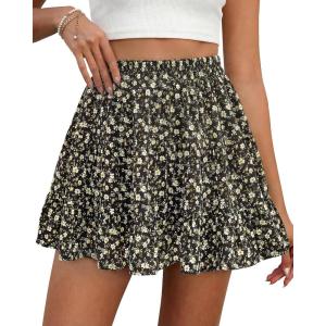 image:imageBTFBM Summer Skirts for Women 2026 Floral High Waist Shorts Underneath Boho Tiered Flowy Tennis Skorts Casual Mini SkirtFloral Black