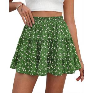 image:imageBTFBM Summer Skirts for Women 2026 Floral High Waist Shorts Underneath Boho Tiered Flowy Tennis Skorts Casual Mini SkirtFloral Green