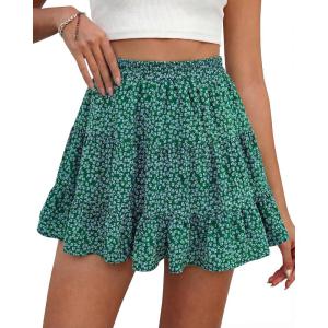 image:imageBTFBM Summer Skirts for Women 2026 Floral High Waist Shorts Underneath Boho Tiered Flowy Tennis Skorts Casual Mini SkirtFloral Green Blue