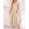 image:imageBTFBM Formal Dresses for Women Summer Outfits V Neck Ruffle Sleeve A Line Maxi Elegant Cocktail Wedding Guest Dress 2026Apricot