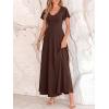image:imageBTFBM Formal Dresses for Women Summer Outfits V Neck Ruffle Sleeve A Line Maxi Elegant Cocktail Wedding Guest Dress 2026Brown