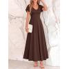 image:imageBTFBM Formal Dresses for Women Summer Outfits V Neck Ruffle Sleeve A Line Maxi Elegant Cocktail Wedding Guest Dress 2026Brown