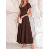 image:imageBTFBM Formal Dresses for Women Summer Outfits V Neck Ruffle Sleeve A Line Maxi Elegant Cocktail Wedding Guest Dress 2026Brown