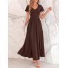 image:imageBTFBM Formal Dresses for Women Summer Outfits V Neck Ruffle Sleeve A Line Maxi Elegant Cocktail Wedding Guest Dress 2026Brown