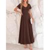 image:imageBTFBM Formal Dresses for Women Summer Outfits V Neck Ruffle Sleeve A Line Maxi Elegant Cocktail Wedding Guest Dress 2026Brown